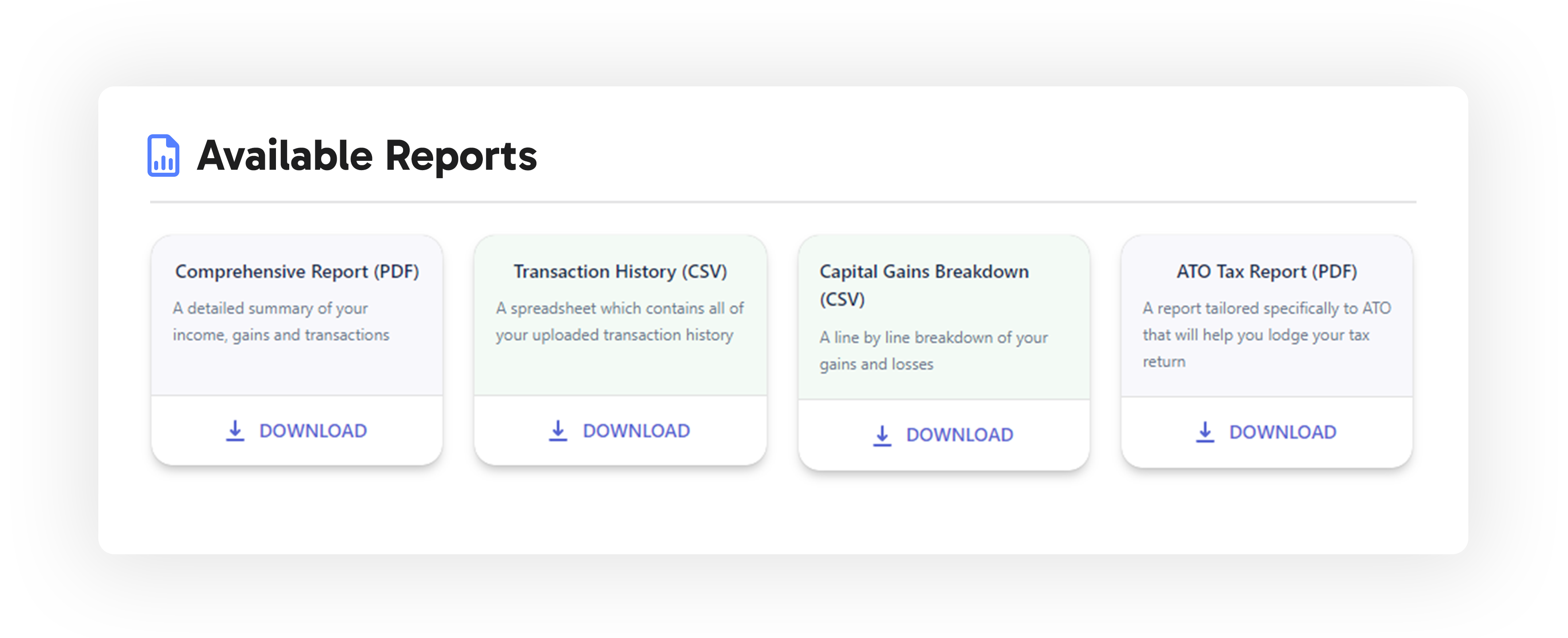 available crypto tax reports from crypto tax report