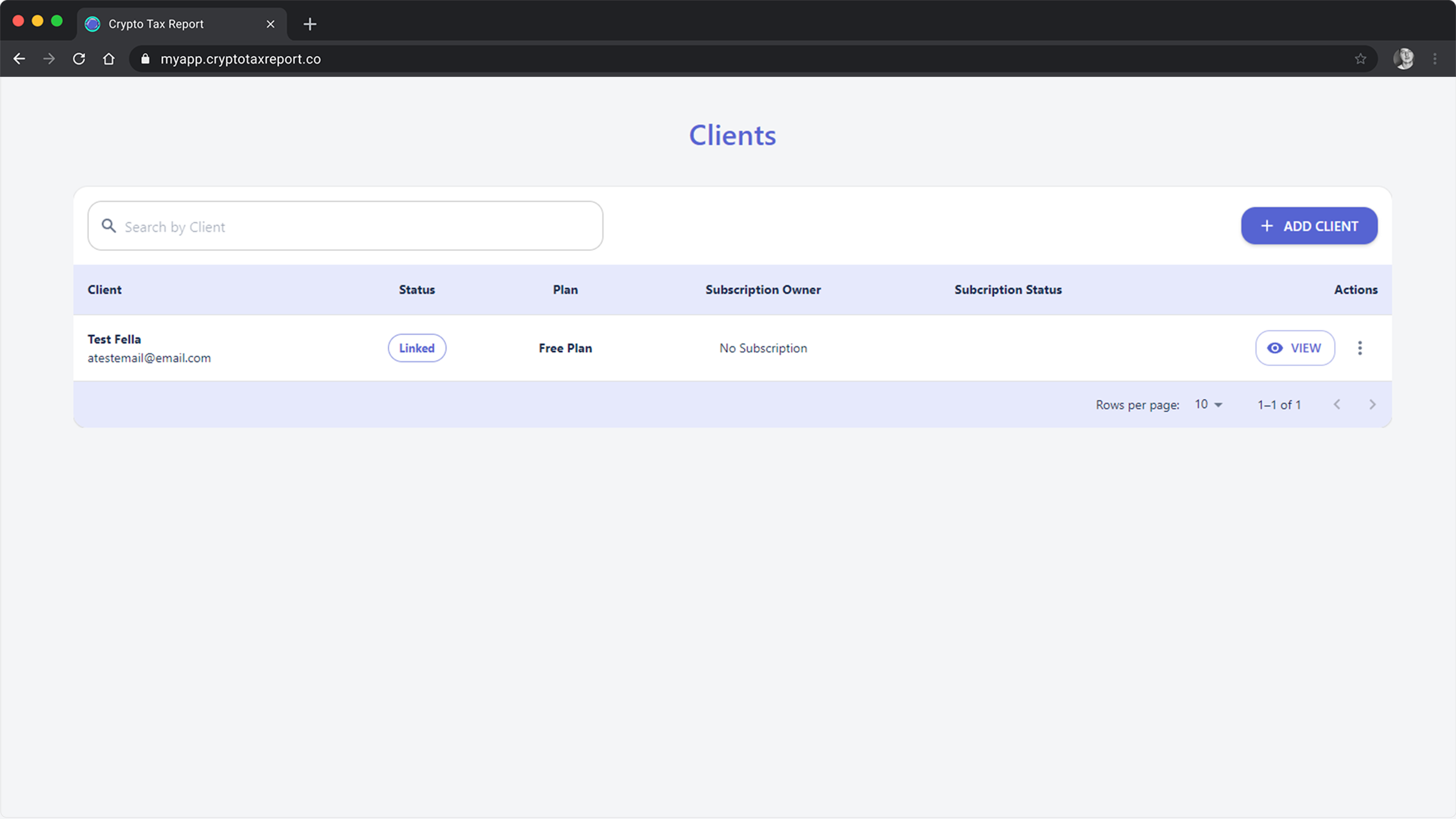 crypto tax report for tax professionals and accountants dashboard